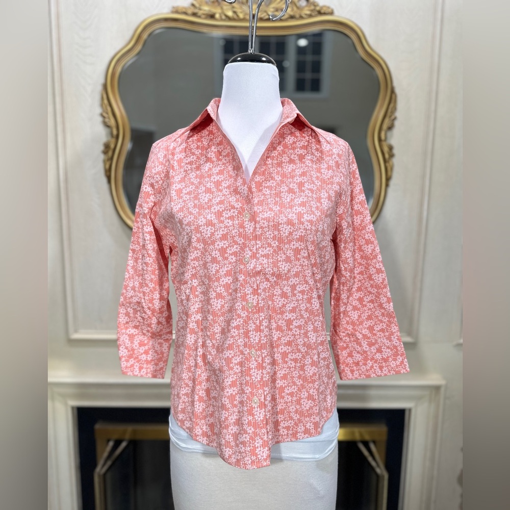 Eddie Bauer Button Down Shirt Medium Vintage Floral Cottagecore 90s‎ Pink